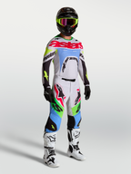 Alpinestars Supertech Dyna Hose, Herren-Motocross-Hose, Helllila und fluoreszierendes Grün, Teil einer kompletten Rennkombi.