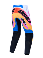 Alpinestars Supertech Dyna Motocross Hose, Blau und Orange, Rückansicht mit perforierten Paneelen und Rennpassform.