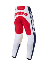Alpinestars 2026 Racer Riway Hose, Motocross-Hose, Weiß, Blau und Rot, Rückansicht mit rotem „astars“-Logo auf der Rückseite, blauen Seitenpaneelen mit weißem Schriftzug und vorgeformter Konstruktion für Offroad-Performance