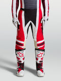 Alpinestars Techstar Maven Hose, Motocross-Rennhose in Rot und Weiß, athletische Passform mit Leder-Knieverstärkung.