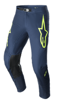 Alpinestars 2023 Supertech Bruin Hose, Motocross-Hose, Night Navy und Yellow Fluo, mit schwarzen verstärkten Knieeinsätzen, perforierter Belüftung und verstellbarer magnetischer Taillenschnalle, strapazierfähiges Rennsport-Design