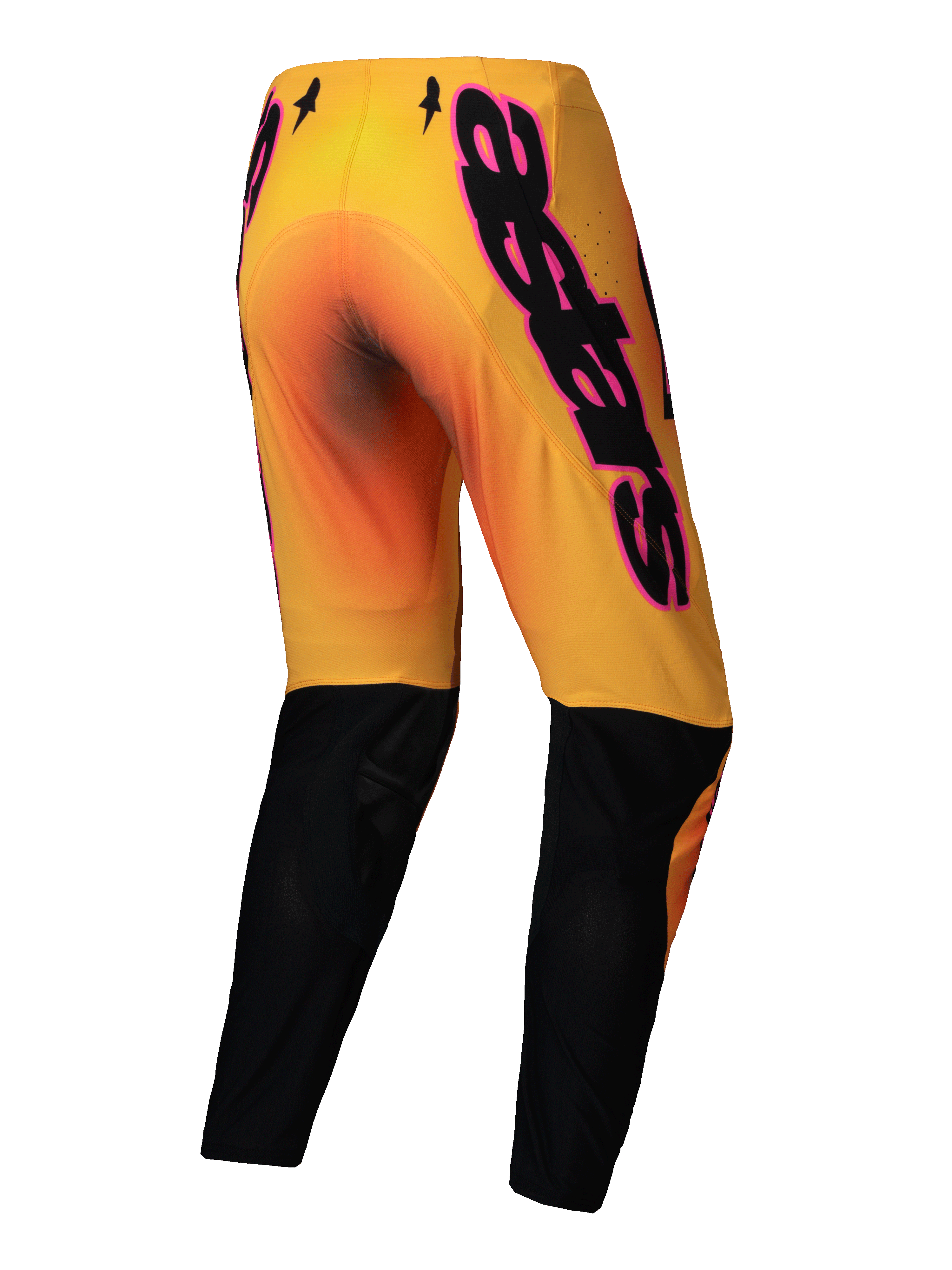 Alpinestars 2025 Supertech Lipan Pants, Men's Motocross Off-Road Pants, Yellow and Pink with black lower legs, stretch rip-stop construction with knee brace compatibility