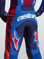 Alpinestars Racer Hunt Hose, Herren-Motocross-Hose in Blau und Rot mit weißem astars-Branding und Sternen-Grafiken.