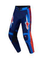 Alpinestars Racer Hunt Hose, Herren-Motocross-Hose in Blau und Rot, 600D-Polygewebe und vorgekrümmte Beine.