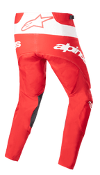 Alpinestars 2023 Techstar Arch Hose, Motocross-Hose, Mars-Rot und Weiß, Rückansicht mit markantem weißem Branding und Stern-Logo, dunkle Verstärkungen an der Beininnenseite, technisches Design für Offroad-Performance