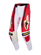 Alpinestars 2026 Techstar Nomur Hose, Motocross-Hose, Hellgrau, Rot und Schwarz mit gelbem Alpinestars Stern-Logo und Schriftzug, verstärkte Knie-Innenpaneele, athletisches Race-Fit-Design für Offroad-Rennsport