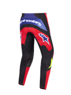 Alpinestars 2026 Fluid Grid Hose, Motocross-Hose, Rot, Schwarz und Lila, Rückansicht mit markantem Alpinestars-Branding auf der Rückseite und den Oberschenkeln, verstärkte schwarze Knieeinsätze und ergonomisches Sport-Fit-Design für den Offroad-Einsatz