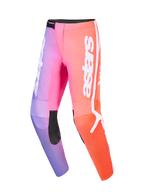 Alpinestars 2026 Fluid Apex Hose, Motocross-Hose, Mehrfarbig mit lila, pinkem und orangefarbenem Farbverlauf, weißes Astars-Branding, schwarze verstärkte Knie-Innenpaneele, ergonomisches 3D-Design für Offroad-Fahrten