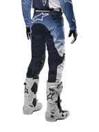 Alpinestars 2024 Racer Hoen Hose, Motocross-Hose in Weiß, Dunkelblau und Hellblau, Rückansicht, strapazierfähiges Material mit ergonomischem Design, ideal für Offroad-Rennsport