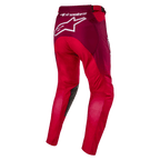 Alpinestars 2024 Racer Hoen Hose, Motocross-Hose, Mars Rot und Burgund, Rückansicht mit großem weißem Alpinestars-Logo auf dem Gesäß, ergonomische, vorgeformte Beinkonstruktion, strapazierfähiges Textilmaterial für Offroad-Rennsport