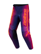 Alpinestars Fluid Kepler MX-Hose in Lila und Orange, Motocrosshose mit verstärkten Knien und ergonomischem 3D-Muster.