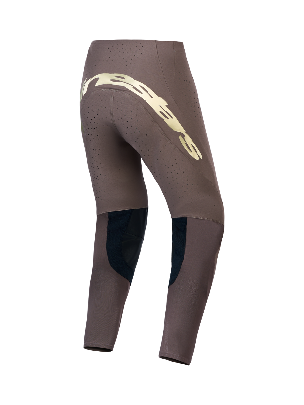 Alpinestars Supertech Air Gold Hose, Motocross-Hose für Herren, Braun und Gold, belüftetes Stretch-Gewebe, Rückansicht.