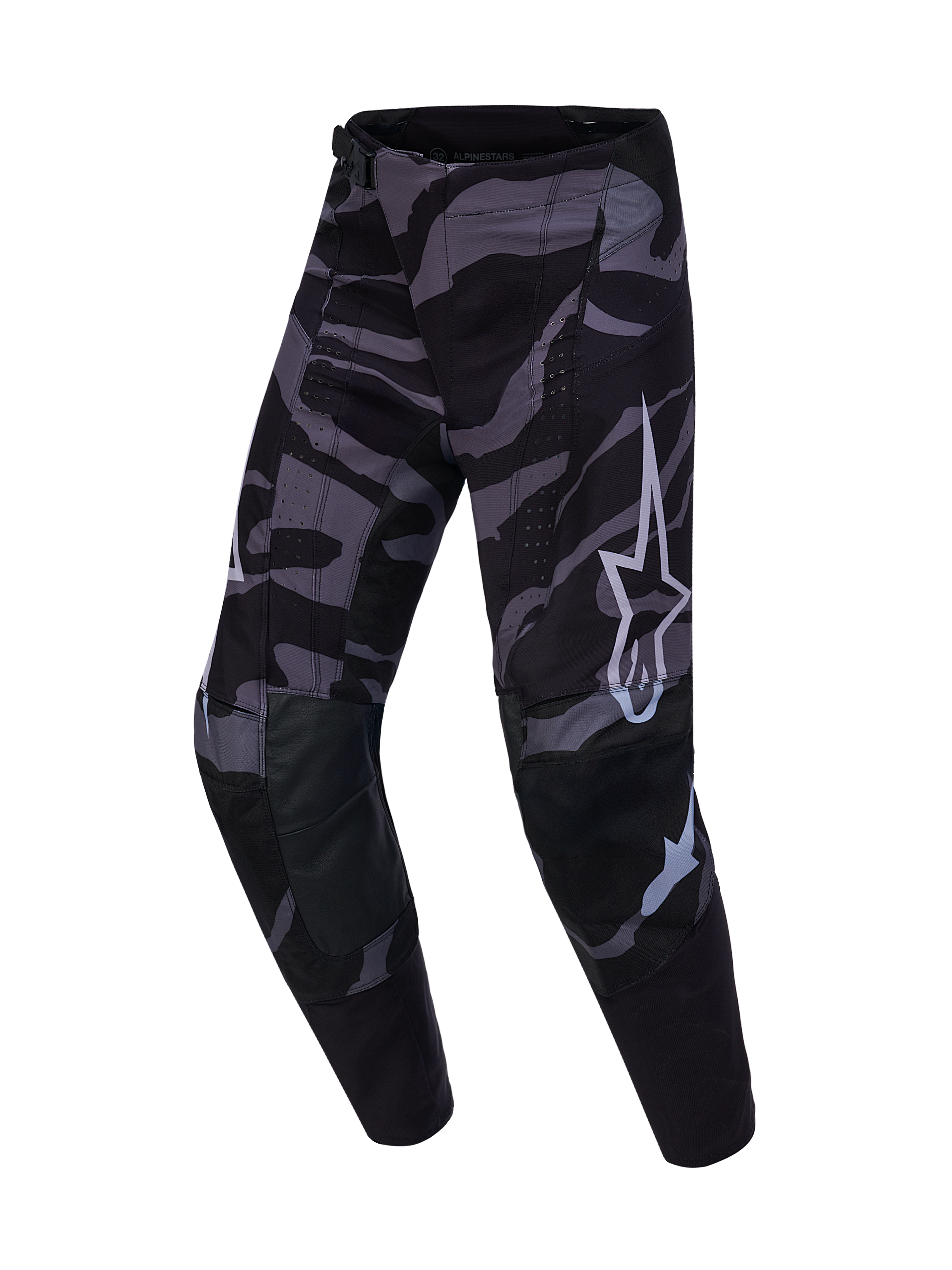 Limited Edition Techstar Beast Coast Hose, graue Camo-Motocross-Hose mit Astars-Logo und verstärkten Kniebereichen.