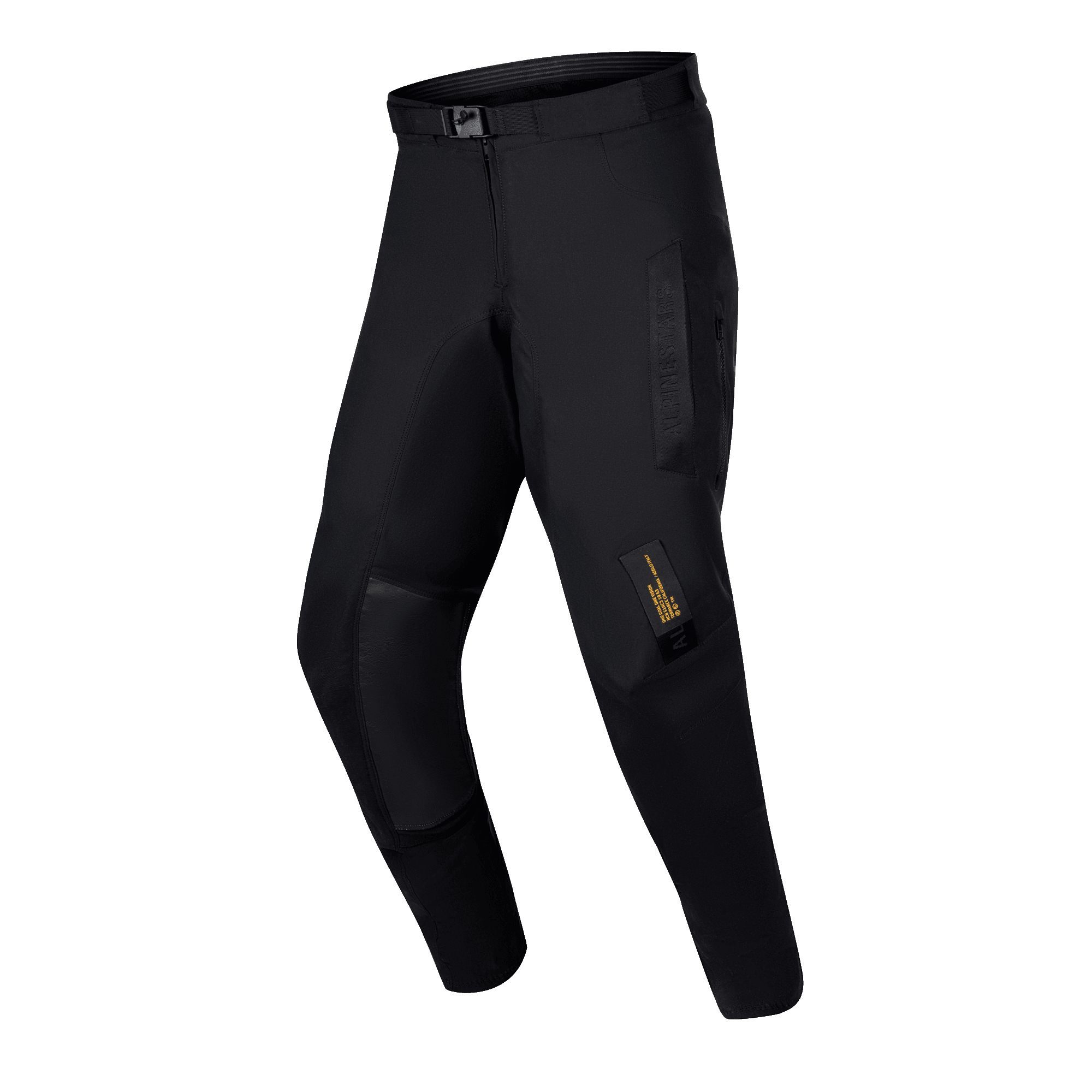 Alpinestars 2024 Techdura Hose, Enduro-Offroad-Hose, Schwarz, mit robuster Stretch-Polyamid-Konstruktion, Knie-Innenpaneelen aus Ziegenleder, magnetischem SX2-Schnallengürtel und technischen Branding-Labels.
