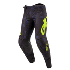 Alpinestars 2024 Techstar Rantera Hose, Motocross-Hose, Schwarz, Navy und Gelb Fluo, mit auffälligem gelbem Branding, lasergeschnittenen Perforationen für Belüftung und verstärkten Kniepaneelen, renninspiriertes Design für Motocross-Performance