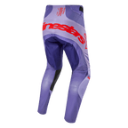 Alpinestars 2024 Techstar Ocuri Hose, Motocross-Hose, Lila und Hot Orange, Rückansicht mit großem Alpinestars-Logo, strapazierfähiges Stretch-Gewebe und Mesh-Einsätze für optimale Belüftung, professionelle Offroad-Ausrüstung