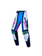 Alpinestars Supertech Jugend-Hose Maven, Motocross-Hose für Kinder in Blau, Weiß und Pink mit sicherem Ratschenverschluss.