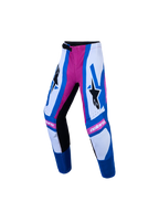 Alpinestars Youth Supertech Maven Pants AND Gear Set, youth motocross pants, white, hot coral pink, and blithe blue.