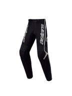 Alpinestars Fluid Apex V2 Jugend-Hose, robuste Motocross-Hose in Schwarz und Silber, strapazierfähige Textilkonstruktion.
