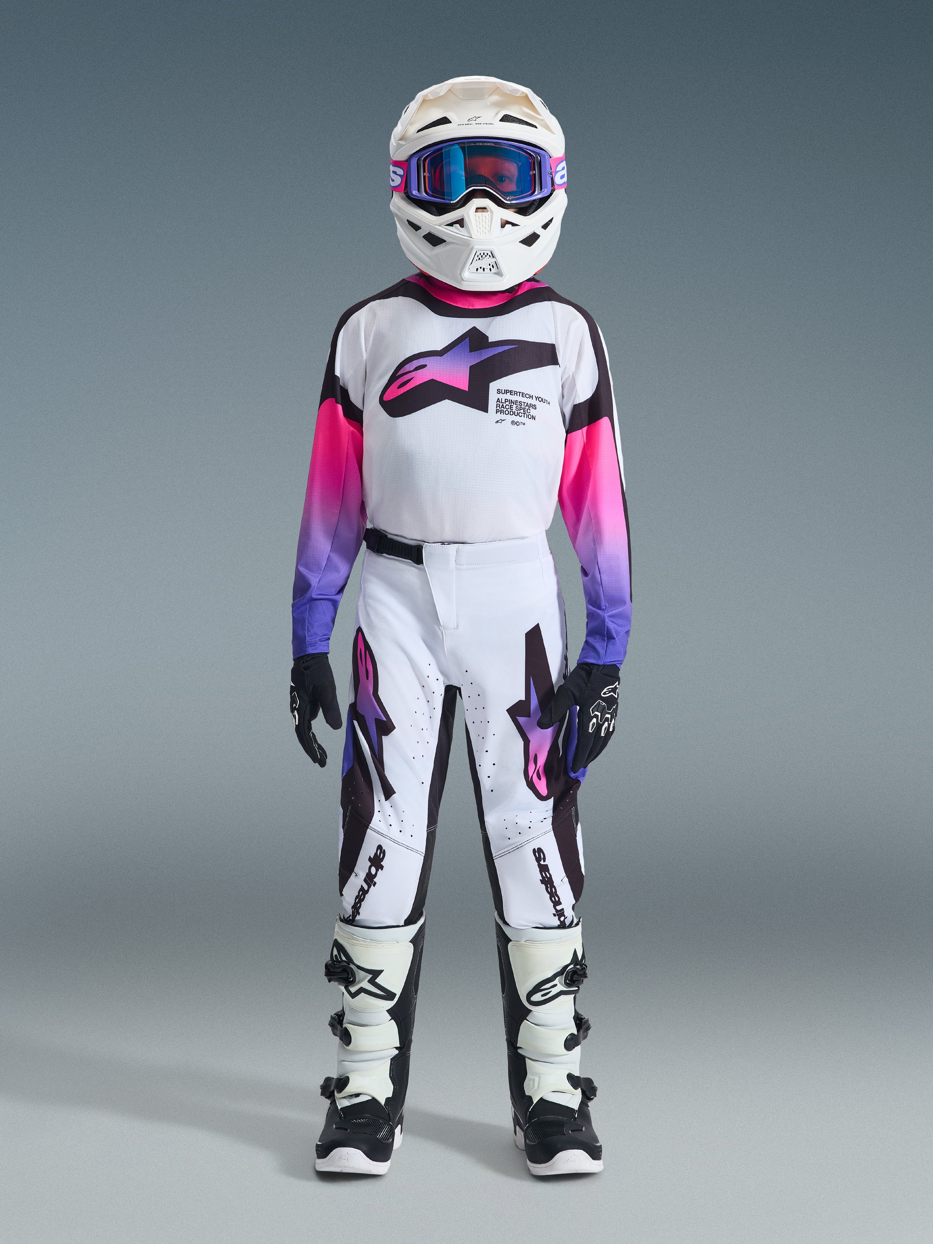 Alpinestars TECH6s オフロード ユース/レディース23cm 2026 Youth Supertech Vista - White MX Pants | Alpinestars®