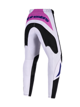 Alpinestars 2026 Youth Fluid Grid Pants, Motocross Pants, Black, Light Gray, and Purple, rear view showing black reinforced seat and pink yoke with blue branding, durable sport-fit design for youth off-road riding.