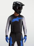 Alpinestars Supertech Hiten AFD Trikot, Herren-Motocross-Renntrikot, Schwarz und Blau mit Athletic-Pro-Passform.