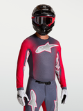 Alpinestars Supertech Hiten AFD Trikot, Herren-Motocross-Oberteil in Grau und Rot Fluo mit atmungsaktivem Mesh.