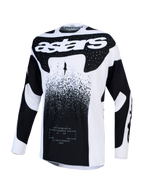 Alpinestars Techstar Swan Trikot, Herren-Motocross-Renntrikot, Schwarz und Weiß, aus leichtem Stretchmaterial.
