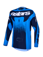 Alpinestars Techstar Swan Trikot, Motocross-Oberteil in Blau und Dunkelblau, feuchtigkeitsableitend, lasergeschnittene Belüftung