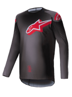 Alpinestars 2025 Supertech Lipan Trikot, Motocross-Trikot für Herren, Rauchergrau und Hellrot, leichtes Stretch-Mesh mit lasergeschnittenen Perforationen