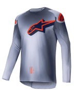 Alpinestars 2025 Supertech Lipan Trikot, Motocross-Trikot für Herren, Grau und Orange Fluo, ultraleichte athletische Rennpassform mit lasergeschnittenen Belüftungsperforationen