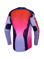 Alpinestars Racer Air Hunt Trikot, belüftetes Motocross-Jersey in Lila und Rot mit Farbverlauf, Rückansicht aus atmungsaktivem Mesh-Material für maximale Belüftung beim Offroad-Einsatz.