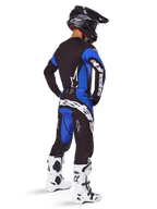 Alpinestars 2025 Techstar Dreem Bekleidungsset und Trikot, Motocross-Outfit für Herren, Schwarz und Blau, Rückansicht.