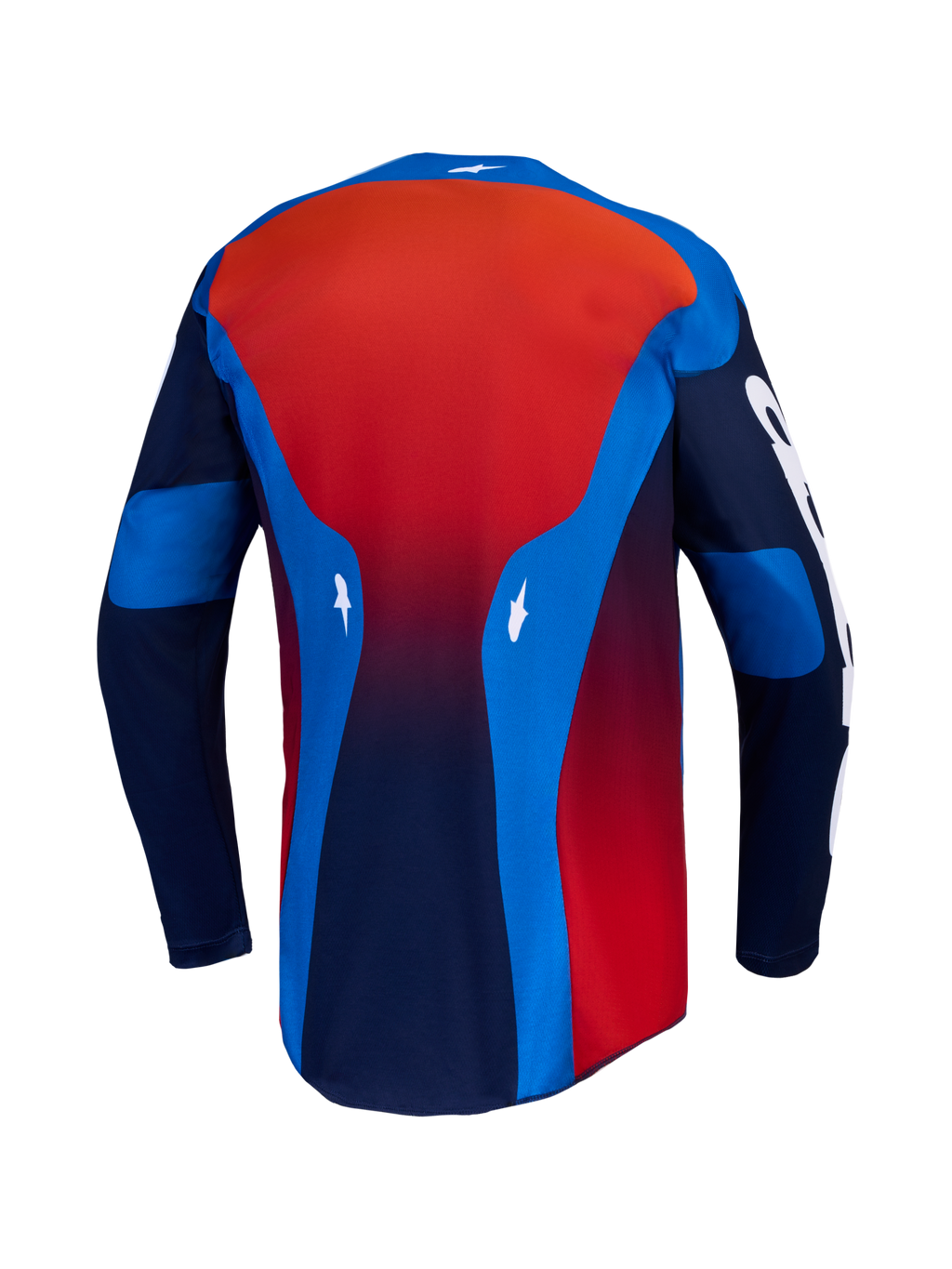 Alpinestars Racer Hunt Trikot, Motocross-Ausrüstung, Blau und Rot, leichtes feuchtigkeitsableitendes Textilgewebe, Rückansicht