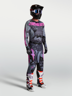 Alpinestars Racer Lone Trikot und Ausrüstungsset, Motocross-Racing, Herren, Grau-Camo und Lila, mit Hose und Stiefeln