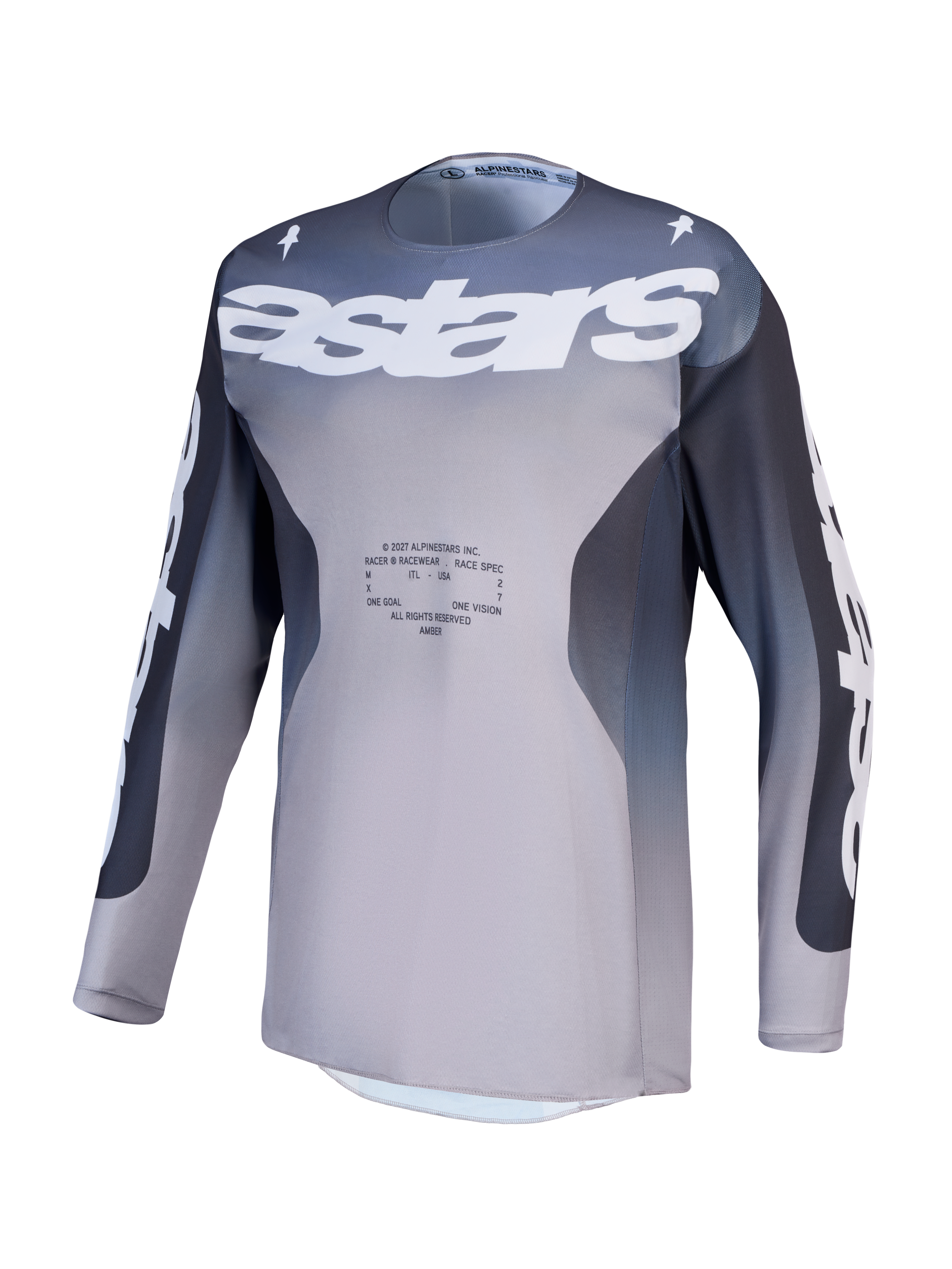 Alpinestars Racer Amber Jersey, Men's Motocross Jersey, Graystone and Light Lilac, breathable performance polyfabric.