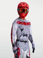 Alpinestars Racer Air Lone Trikot, Herren Motocross-Trikot, Grau Camo und Rot, atmungsaktives Mesh für warmes Wetter.