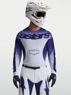 Alpinestars Racer Air Amber Trikot, blau-weißes Motocross-Langarmshirt aus atmungsaktivem Mesh-Gewebe für Herren.