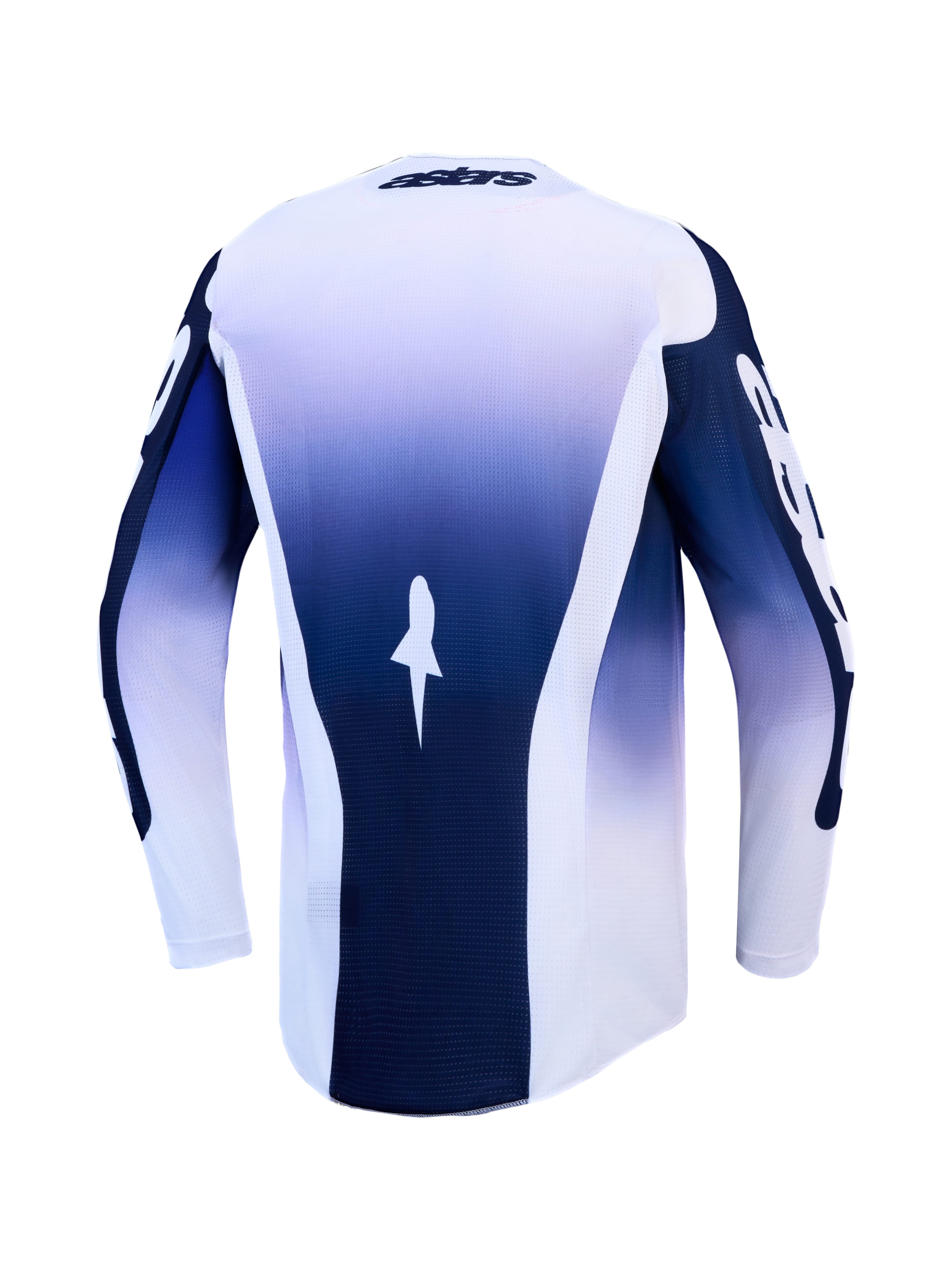 Alpinestars 2027 Racer Air Amber Trikot, Motocross-Oberteil mit blau-weißem Farbverlauf, belüftete Mesh-Konstruktion.