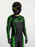Alpinestars Fluid Apex V2 Trikot, Herren-Motocross-Trikot in Schwarz und Grün, leichtes feuchtigkeitsableitendes Material.