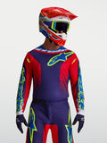 Alpinestars Fluid Drag Trikot, Motocross-Trikot für Herren, Navyblau und Feuerrot, atmungsaktives Polygewebe für Offroad.