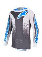 Alpinestars Fluid Drag Trikot, Motocross-Trikot für Herren, Grau und Blau, feuchtigkeitsableitende Polygewebekonstruktion.