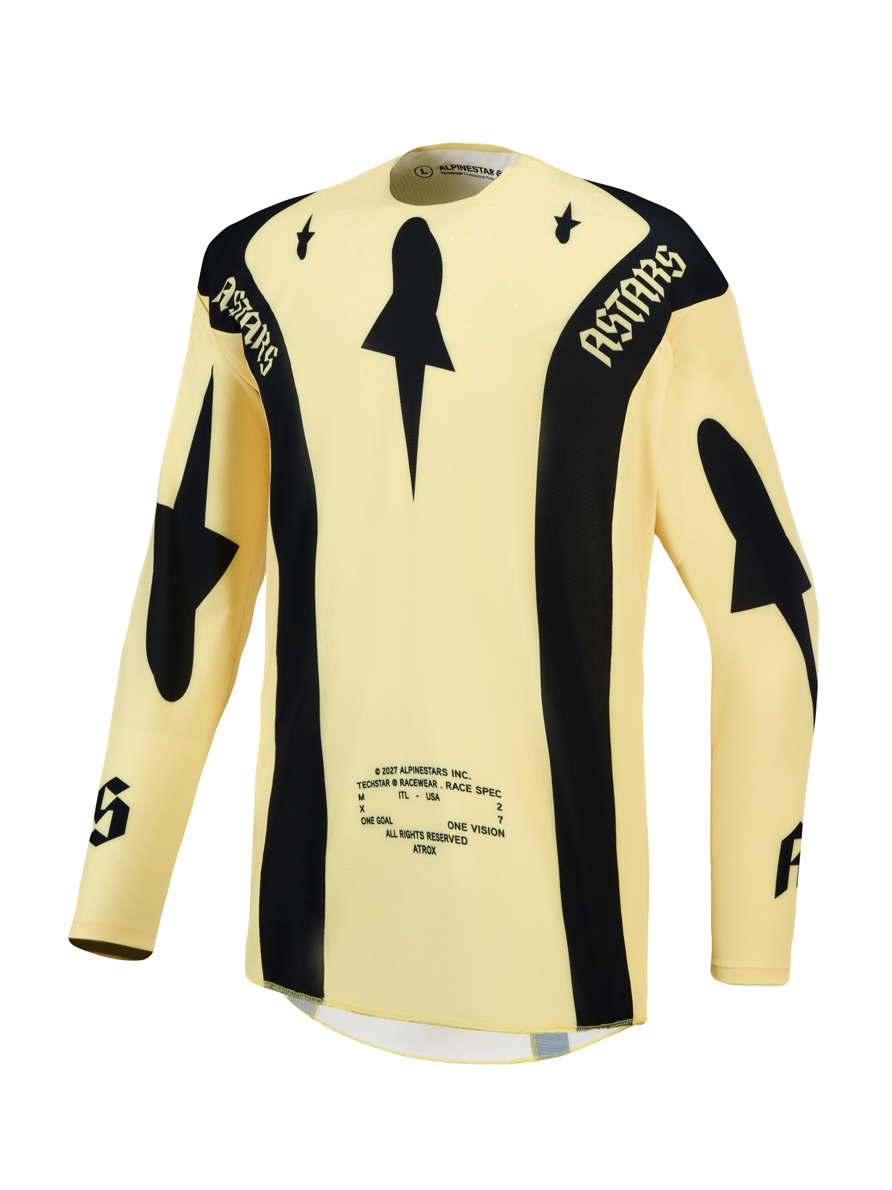 Alpinestars Techstar Atrox Trikot, Motocross-Oberteil für Herren, Gelb und Schwarz, mit atmungsaktiven Laserperforationen.