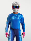 Alpinestars Fluid Kepler Trikot, blaues Herren-Motocross-Oberteil, ergonomische Passform, leichtes Polygewebe.