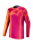 Alpinestars Fluid Kepler Trikot, Motocross-Oberteil für Herren in Lila und Orange, aus feuchtigkeitsableitendem Polygewebe.