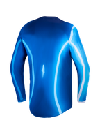 Alpinestars Fluid Kepler Trikot, Motocross-Trikot für Herren, Blau und Weiß, Rückenansicht, atmungsaktive Poly-Gewebe-Konstruktion, feuchtigkeitsableitend