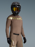 Alpinestars Limited Edition Supertech Air Gold Trikot, Herren Motocross-Trikot in Braun und Gold, belüftetes Stretch-Mesh.