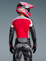 Techstar Trikot Limited Edition Beast Coast, rot-weiß mit Camouflage-Ärmeln, perforierter Rücken, MX-Ausrüstung.