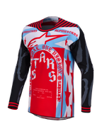 Techstar Trikot Limited Edition Beast Coast, rot-blaues MX-Trikot mit schwarzen Ärmeln und markanten Alpinestars-Grafiken.