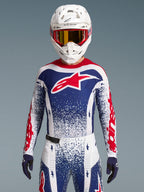 Alpinestars Techstar Unity Bekleidungsset Limited Edition, Motocross-Trikot und Hose, Rot, Weiß, Blau, athletische Passform.